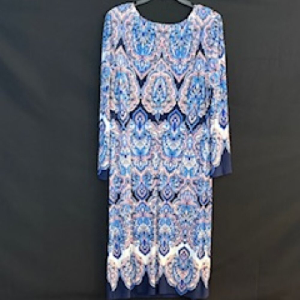 Eliza J, Elegant Blue 3/4 Sleeve Midi Dress with Slip – Size 16